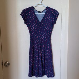 Rebel Sugar Blue Midi Sundress with V-Neck and Cap Sleeves